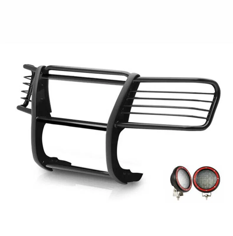 17FJ26MA-PLFR – BLACK HORSE Grille Guard, 3-Piece Modular Powder Coated Black Steel Modular 1-1/2 Inch Diameter With ...